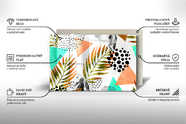 Chopping board Boho leaves pattern