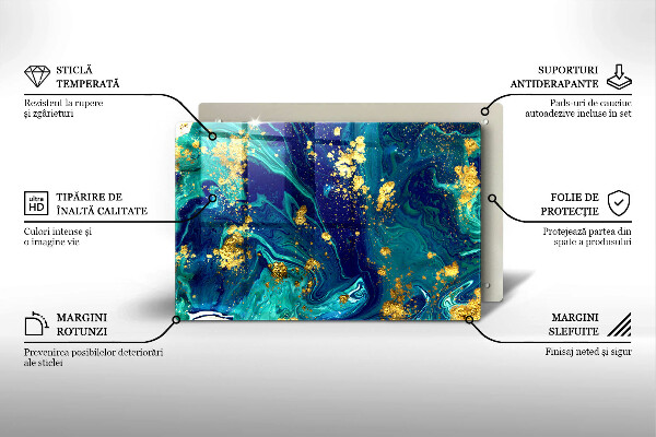 Chopping board glass Abstraction with gold