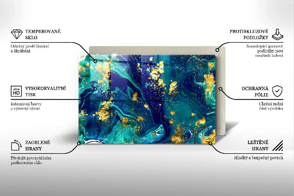 Chopping board glass Abstraction with gold