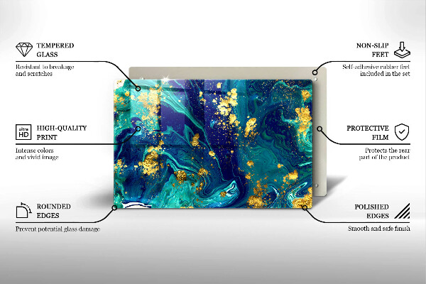 Chopping board glass Abstraction with gold