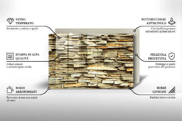 Chopping board glass Decorative stones