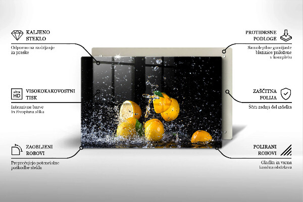Chopping board glass Juicy lemon fruit