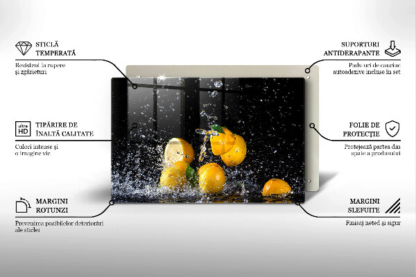 Chopping board glass Juicy lemon fruit