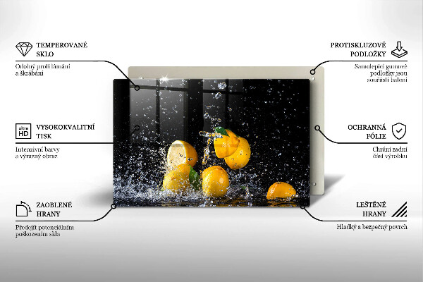 Chopping board glass Juicy lemon fruit