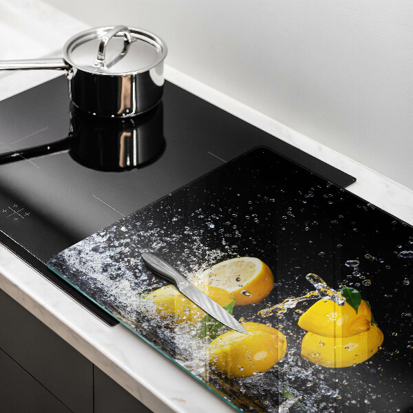 Chopping board glass Juicy lemon fruit