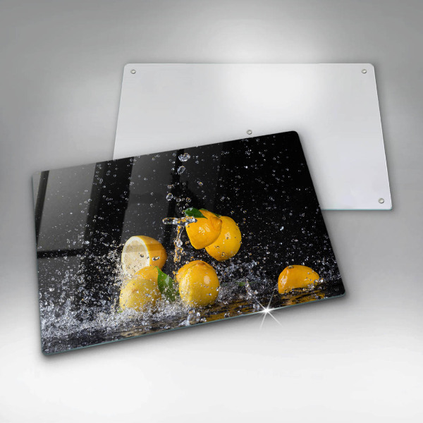 Chopping board glass Juicy lemon fruit
