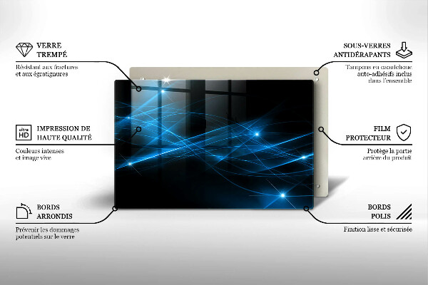 Chopping board glass Blue smoke abstraction