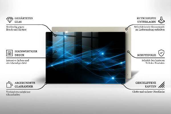 Chopping board glass Blue smoke abstraction