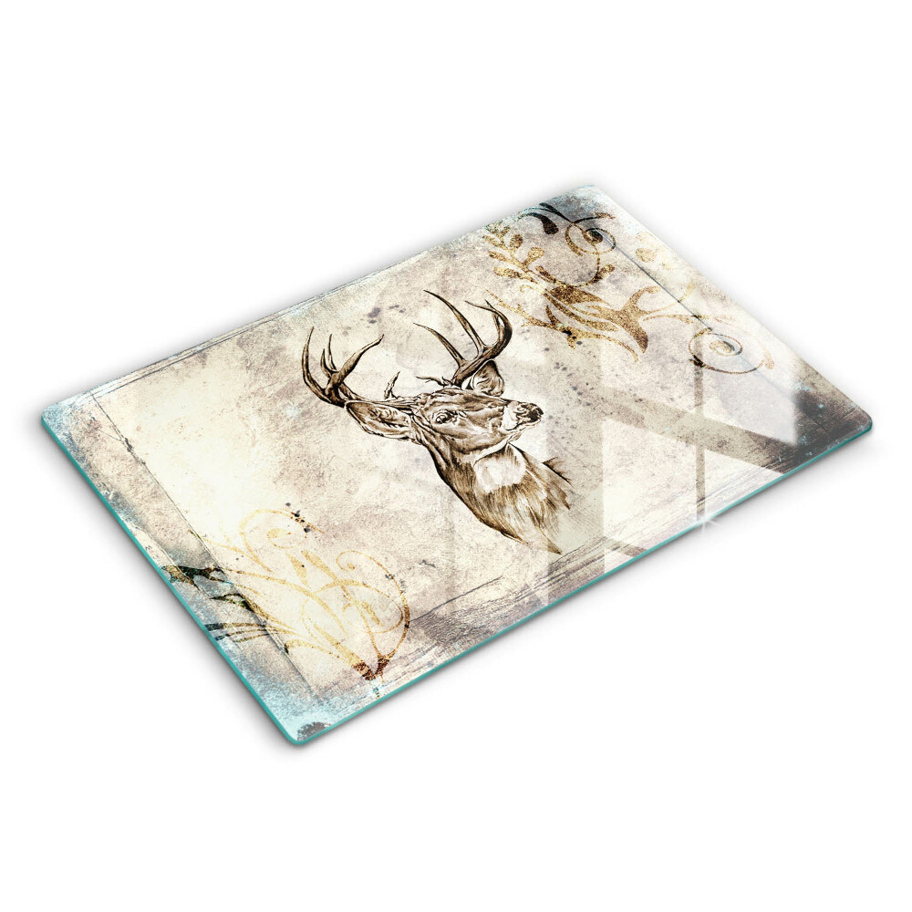 Chopping board glass Illustration deer animal