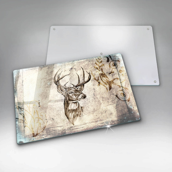 Chopping board glass Illustration deer animal