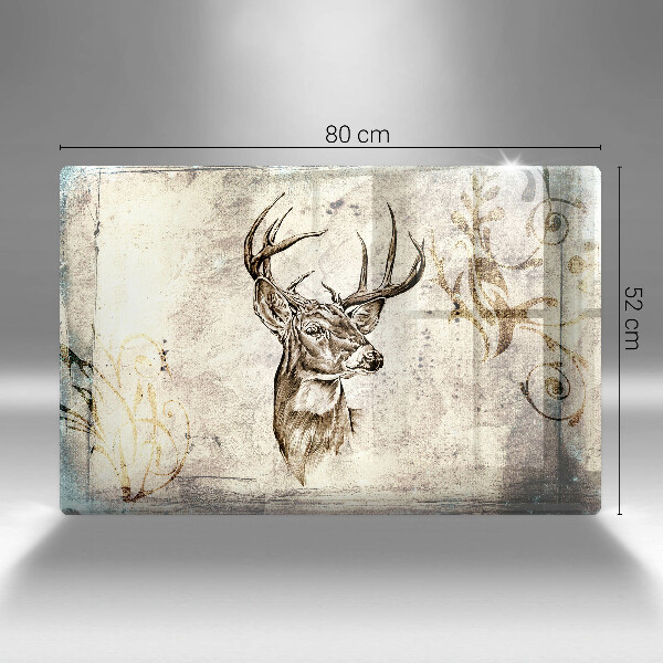 Chopping board glass Illustration deer animal