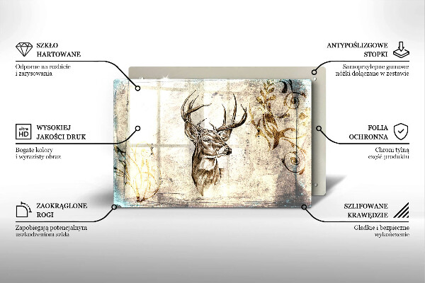 Chopping board glass Illustration deer animal