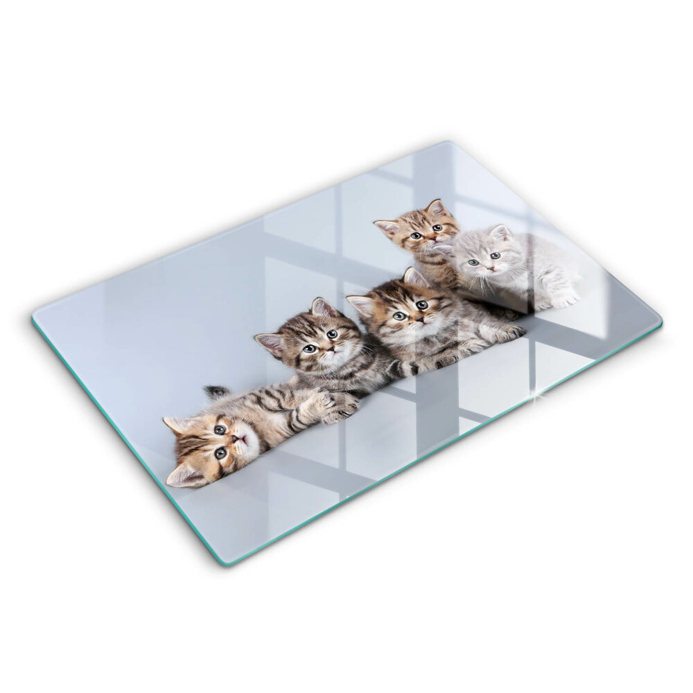 Chopping board glass Sweet small cats