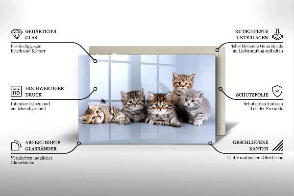 Chopping board glass Sweet small cats