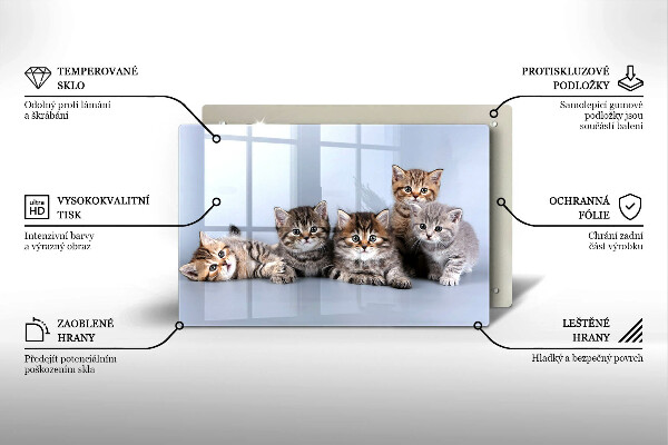 Chopping board glass Sweet small cats