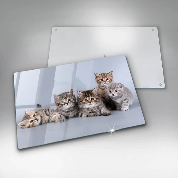 Chopping board glass Sweet small cats