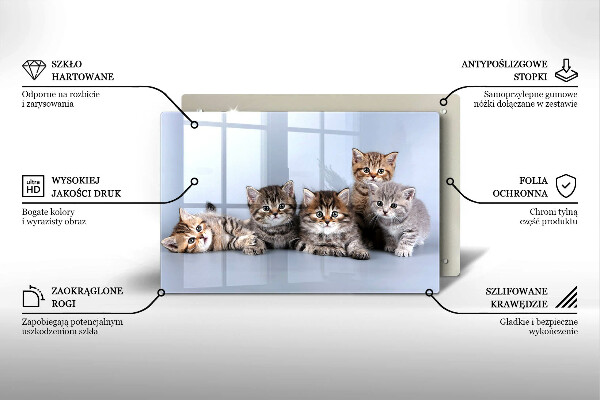 Chopping board glass Sweet small cats