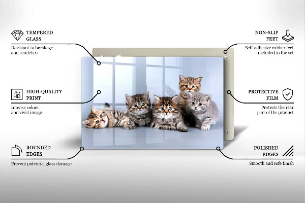 Chopping board glass Sweet small cats