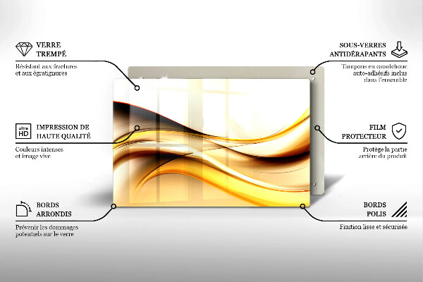 Chopping board glass Abstraction smoke lines