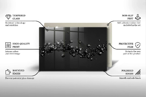 Glass cutting board 3D shapes abstraction