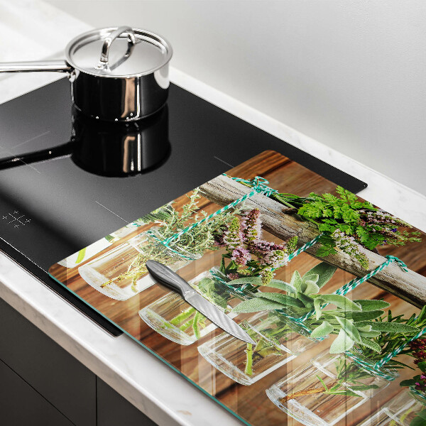 Chopping board glass Herbs vintage plants
