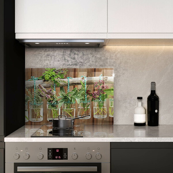 Chopping board glass Herbs vintage plants