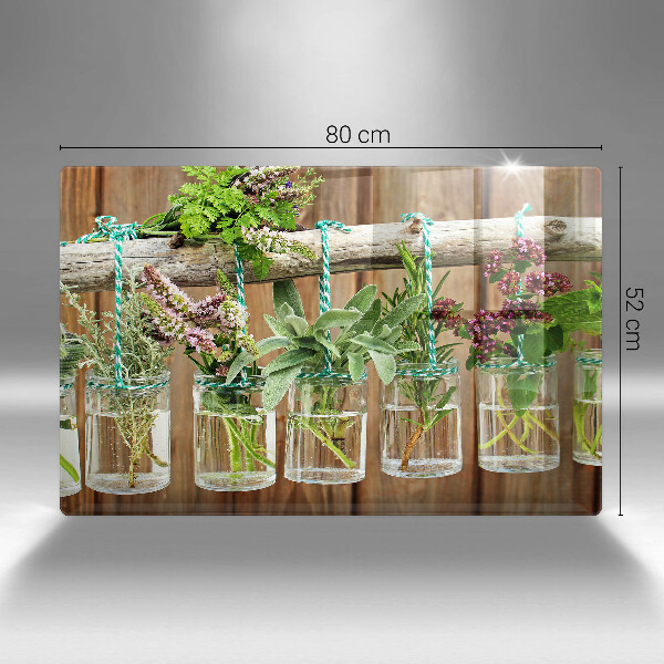 Chopping board glass Herbs vintage plants