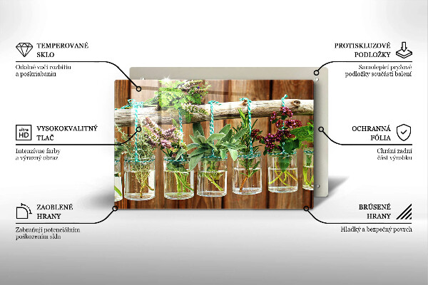 Chopping board glass Herbs vintage plants