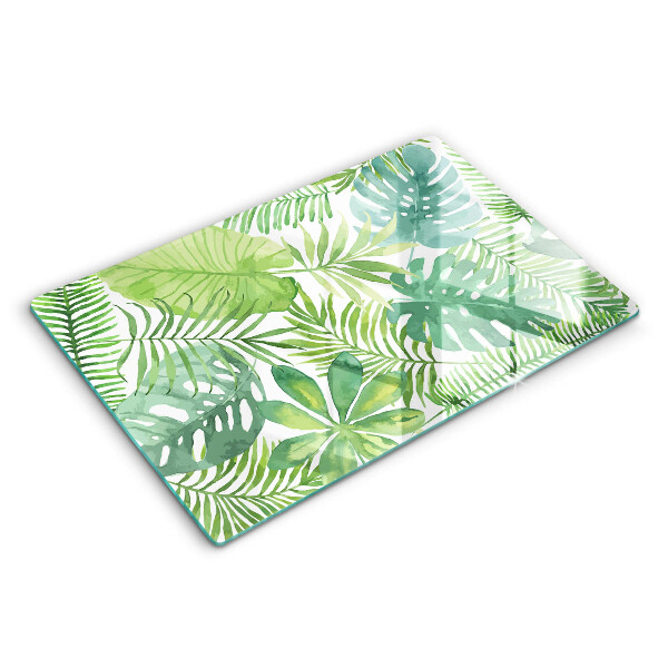 Chopping board glass Boho watercolors leaves