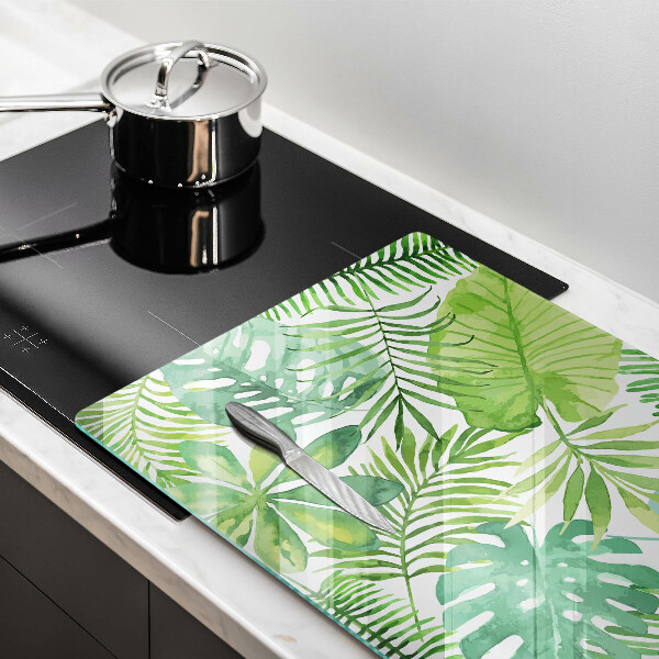 Chopping board glass Boho watercolors leaves