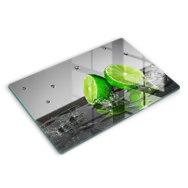 Chopping board glass Juicy lime and water