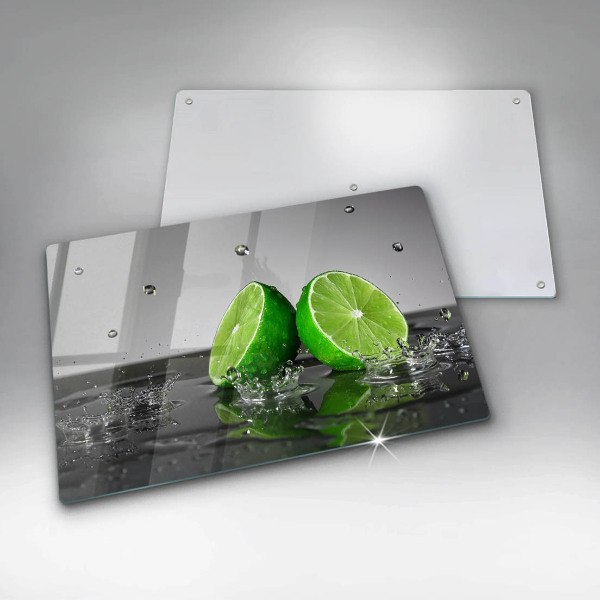 Chopping board glass Juicy lime and water