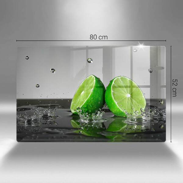 Chopping board glass Juicy lime and water