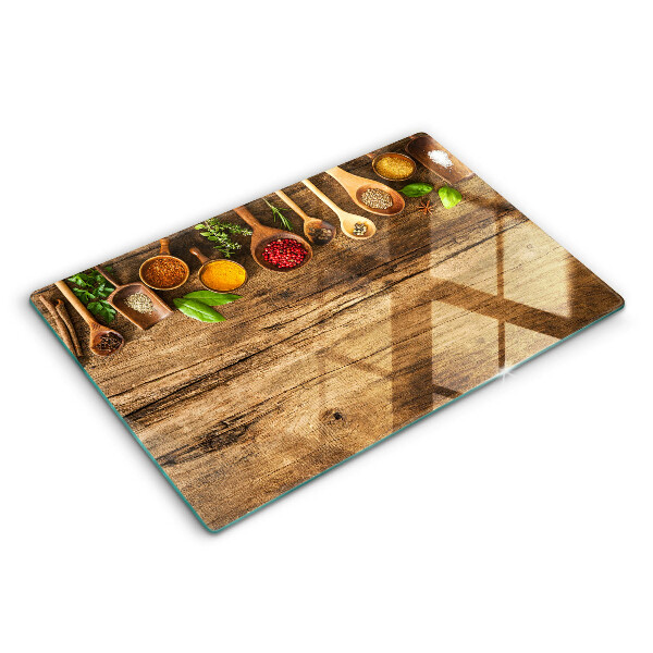 Chopping board glass Wooden spices