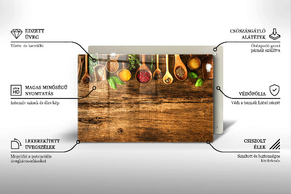 Chopping board glass Wooden spices