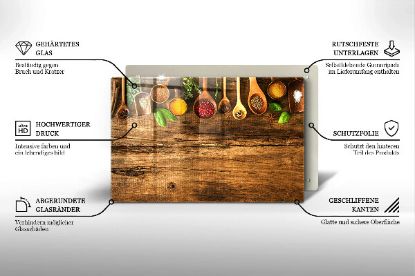 Chopping board glass Wooden spices