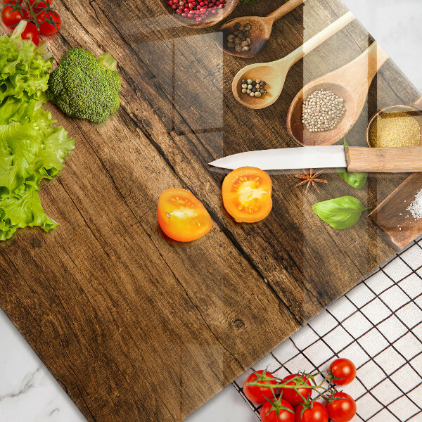 Chopping board glass Wooden spices