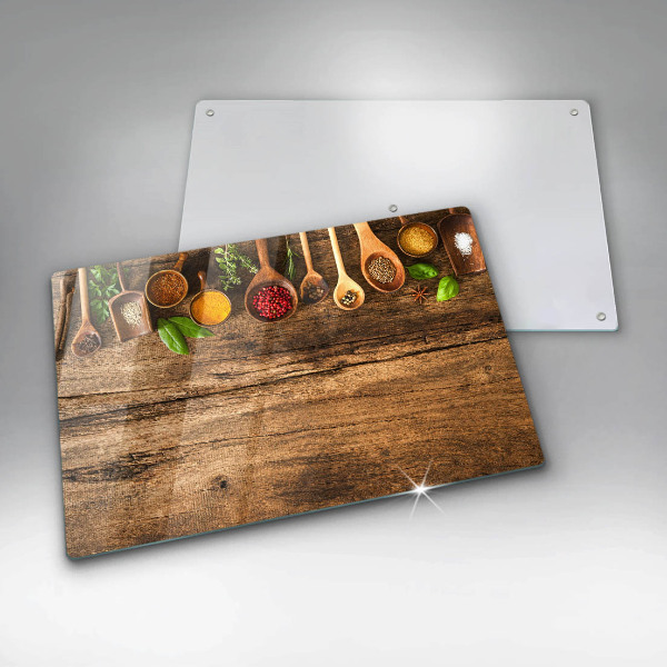 Chopping board glass Wooden spices