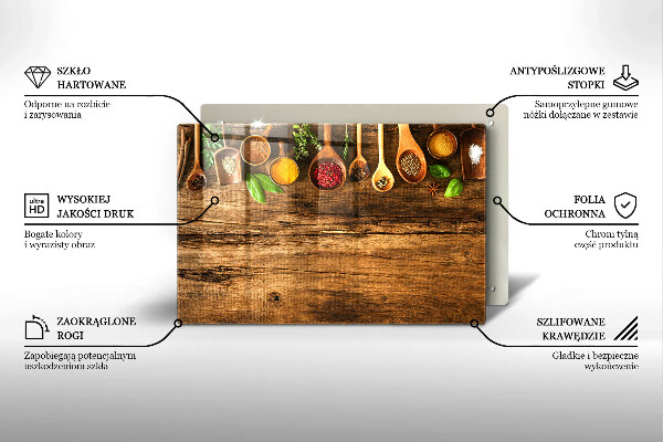 Chopping board glass Wooden spices