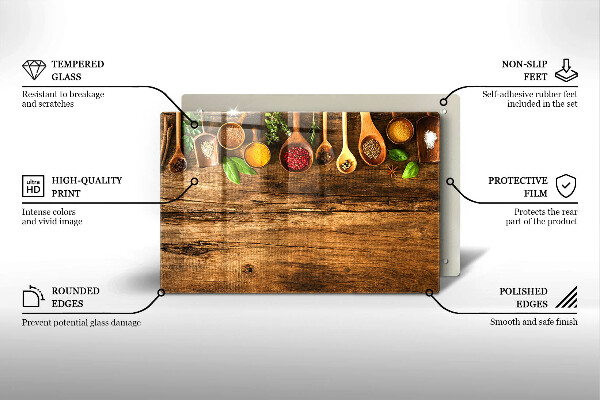 Chopping board glass Wooden spices