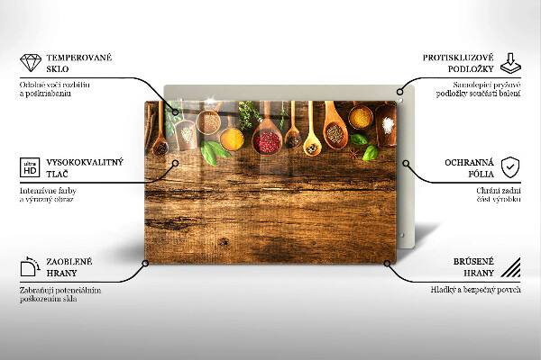 Chopping board glass Wooden spices