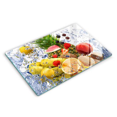 Chopping board glass Juicy fruit and water