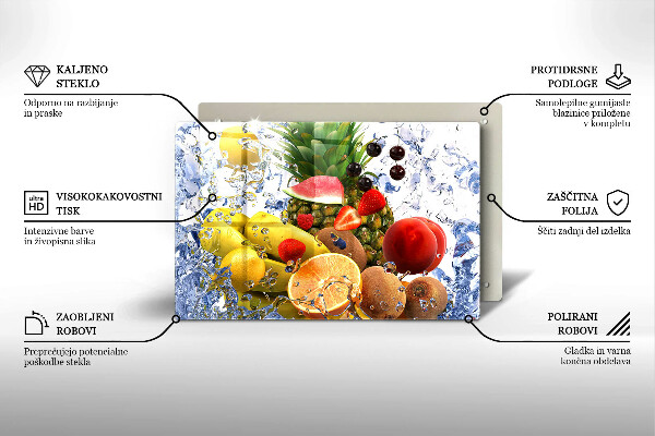 Chopping board glass Juicy fruit and water