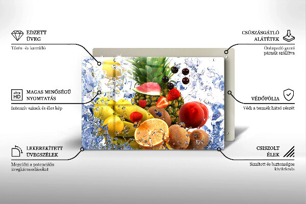 Chopping board glass Juicy fruit and water