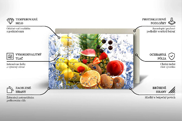 Chopping board glass Juicy fruit and water