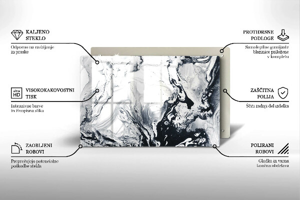 Chopping board glass Ink abstraction