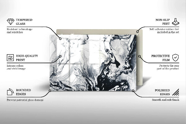 Chopping board glass Ink abstraction