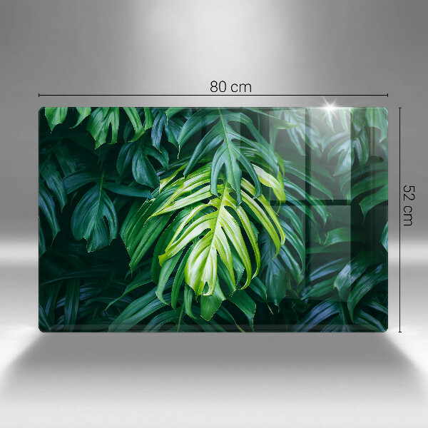 Glass cutting board Monstera wild leaves