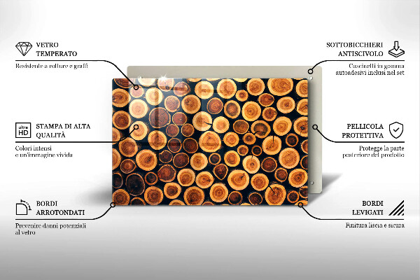 Glass cutting board Wooden stumps of trees