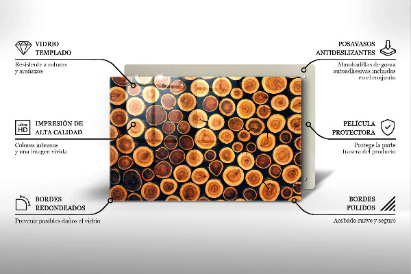 Glass cutting board Wooden stumps of trees